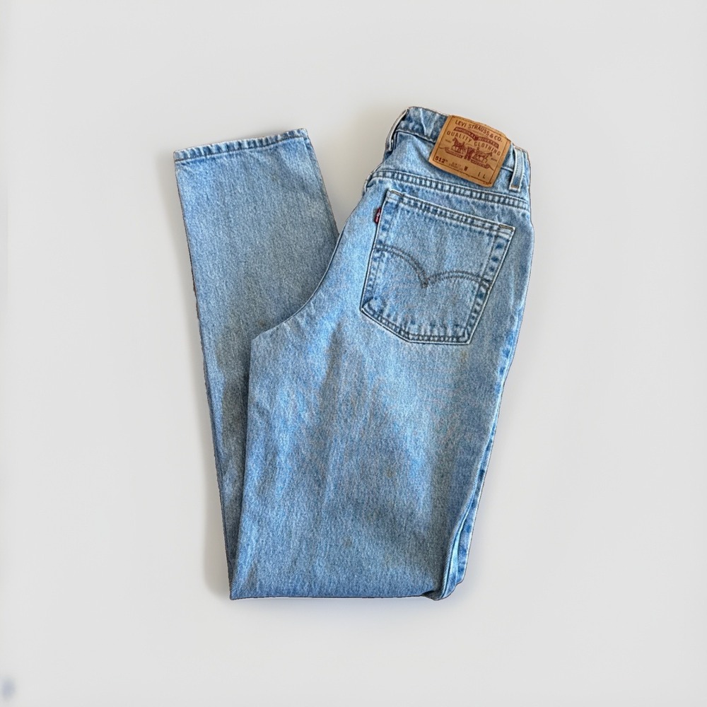 Vintage Levis 512 Jeans Womens 28 x 32 Slim Fit Straight Leg Blue Denim 90s